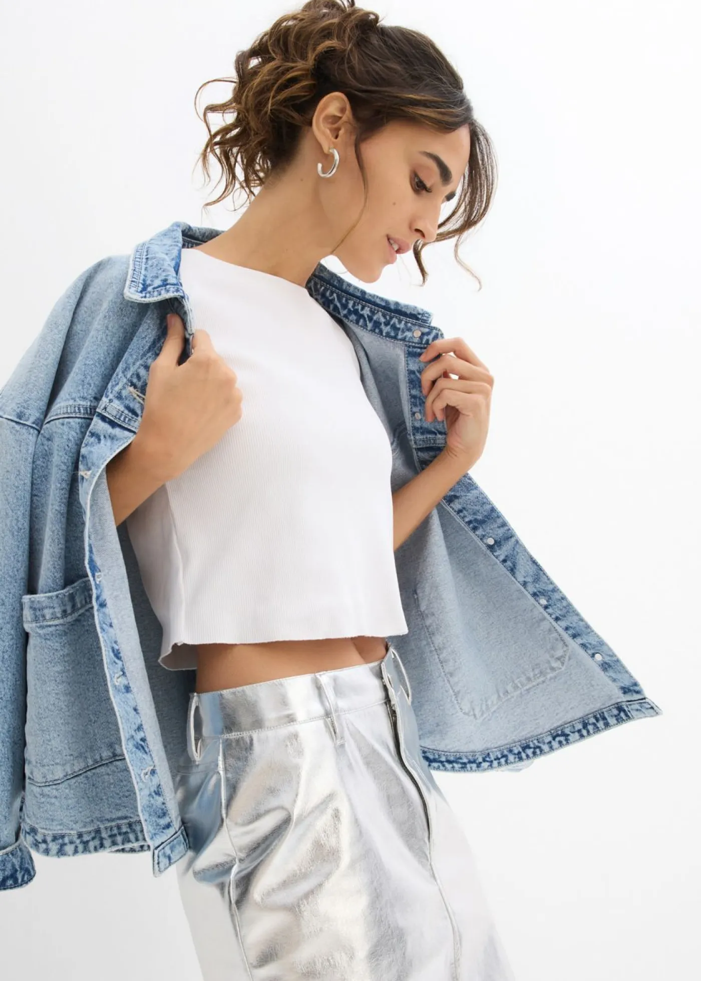 Clearance Camiseta corta de canalé Mujer Camisetas
