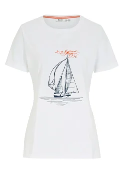 Sale Camiseta de algodón con abertura lateral y estampado Mujer Camisetas