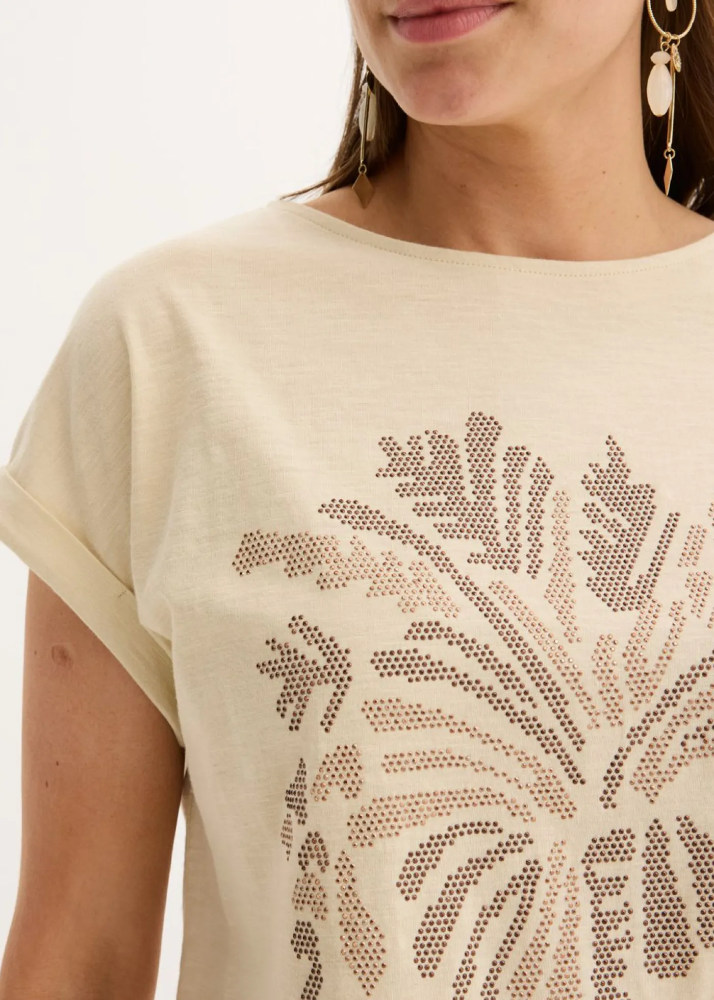 Best Camiseta de algodón con aplicación de tachuelas Mujer Camisetas