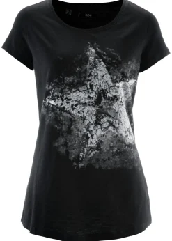Sale Camiseta de algodón e hilo flameado con manga corta Mujer Camisetas
