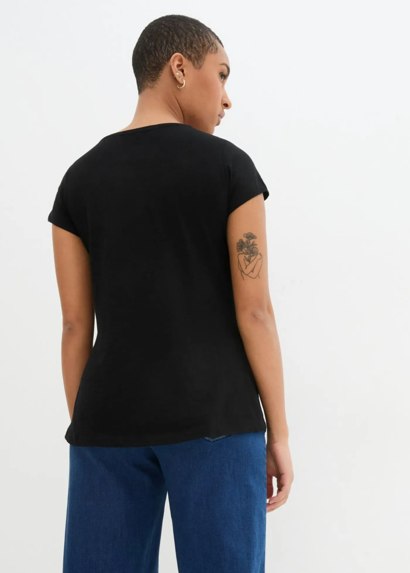 Sale Camiseta de algodón e hilo flameado con manga corta Mujer Camisetas