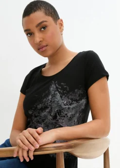 Sale Camiseta de algodón e hilo flameado con manga corta Mujer Camisetas