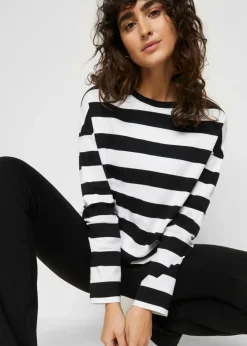 Sale Camiseta de algodón interlock puro con manga larga Mujer Básicos|Camisetas