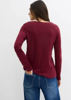 Clearance Camiseta de algodón orgánico puro con manga larga Mujer Básicos|Camisetas