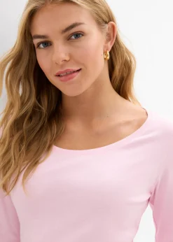 Hot Camiseta de algodón orgánico puro con manga larga Mujer Básicos|Camisetas
