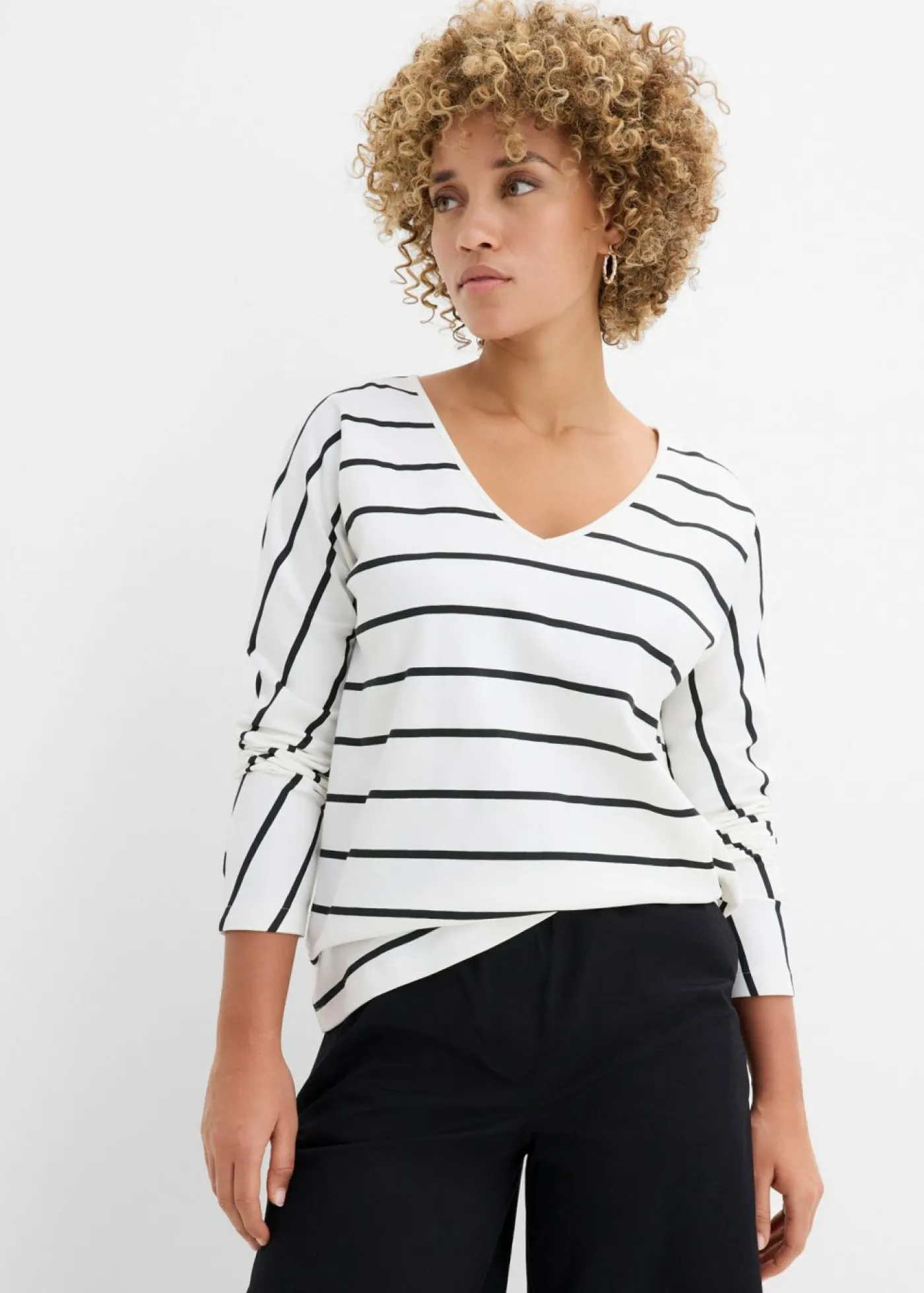 Outlet Camiseta de algodón orgánico puro con manga larga Mujer Camisetas|Novedades