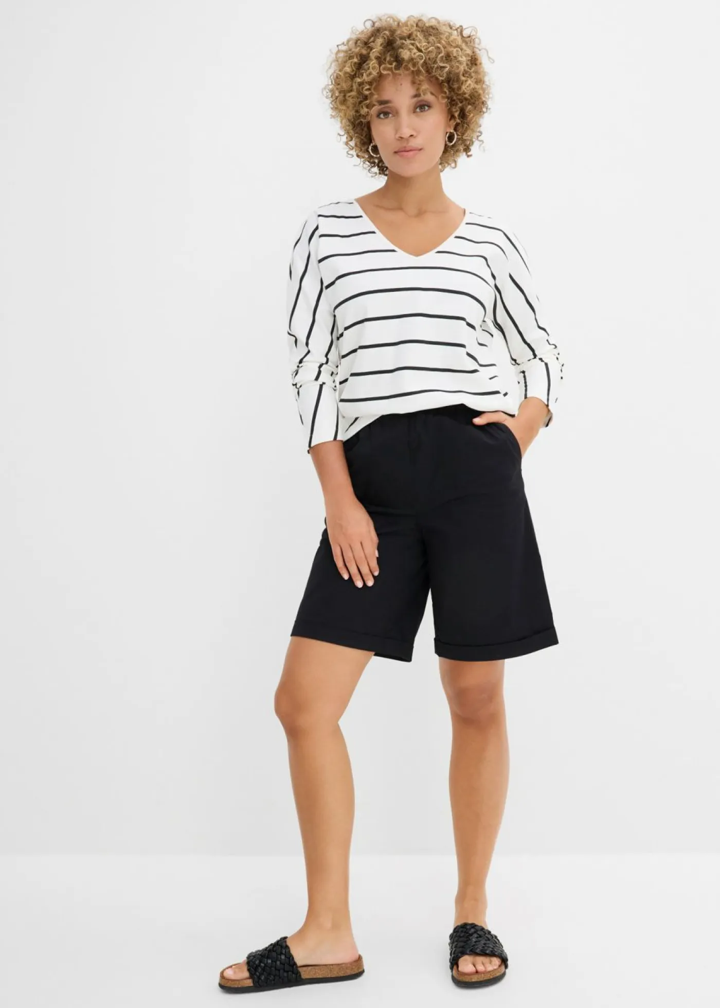 Outlet Camiseta de algodón orgánico puro con manga larga Mujer Camisetas|Novedades