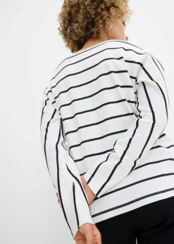 Outlet Camiseta de algodón orgánico puro con manga larga Mujer Camisetas|Novedades