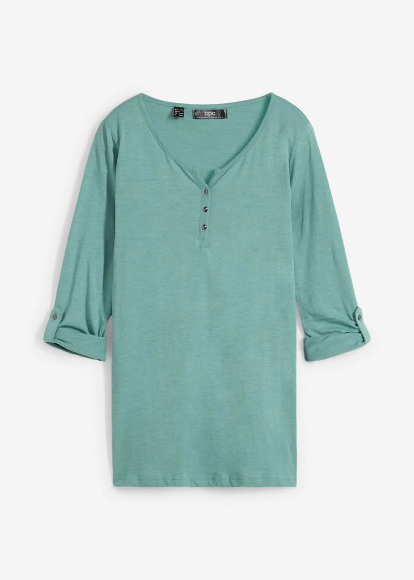 New Camiseta de algodón orgánico puro con botones Mujer Camisetas
