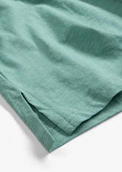 New Camiseta de algodón orgánico puro con botones Mujer Camisetas