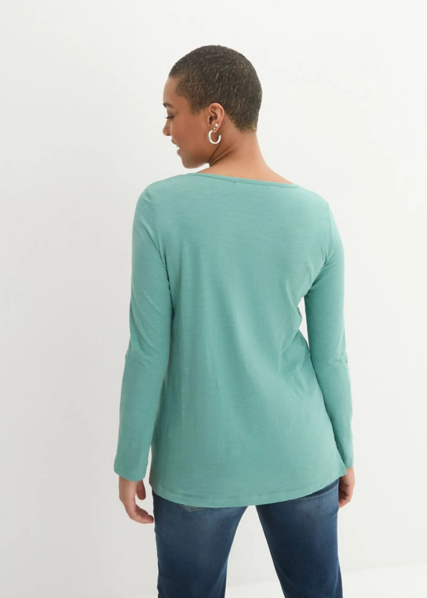 New Camiseta de algodón orgánico puro con botones Mujer Camisetas