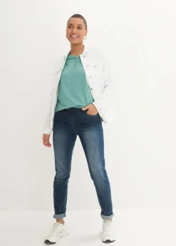 New Camiseta de algodón orgánico puro con botones Mujer Camisetas