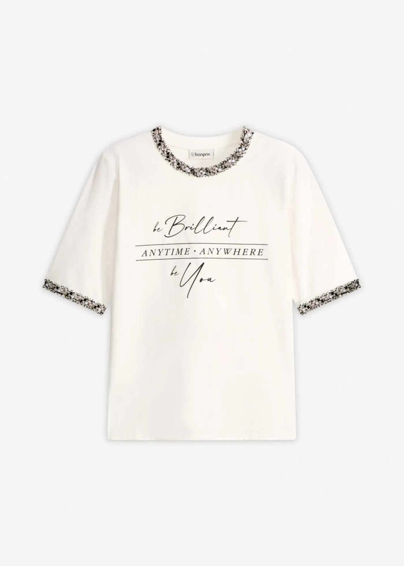 Hot Camiseta de algodón orgánico con cinta decorativa Mujer Camisetas