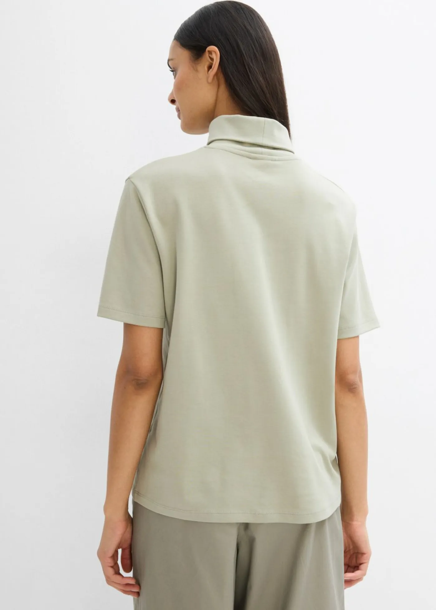 Discount Camiseta de algodón orgánico puro con cuello alto Mujer Esenciales|Camisetas