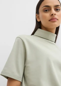 Discount Camiseta de algodón orgánico puro con cuello alto Mujer Esenciales|Camisetas