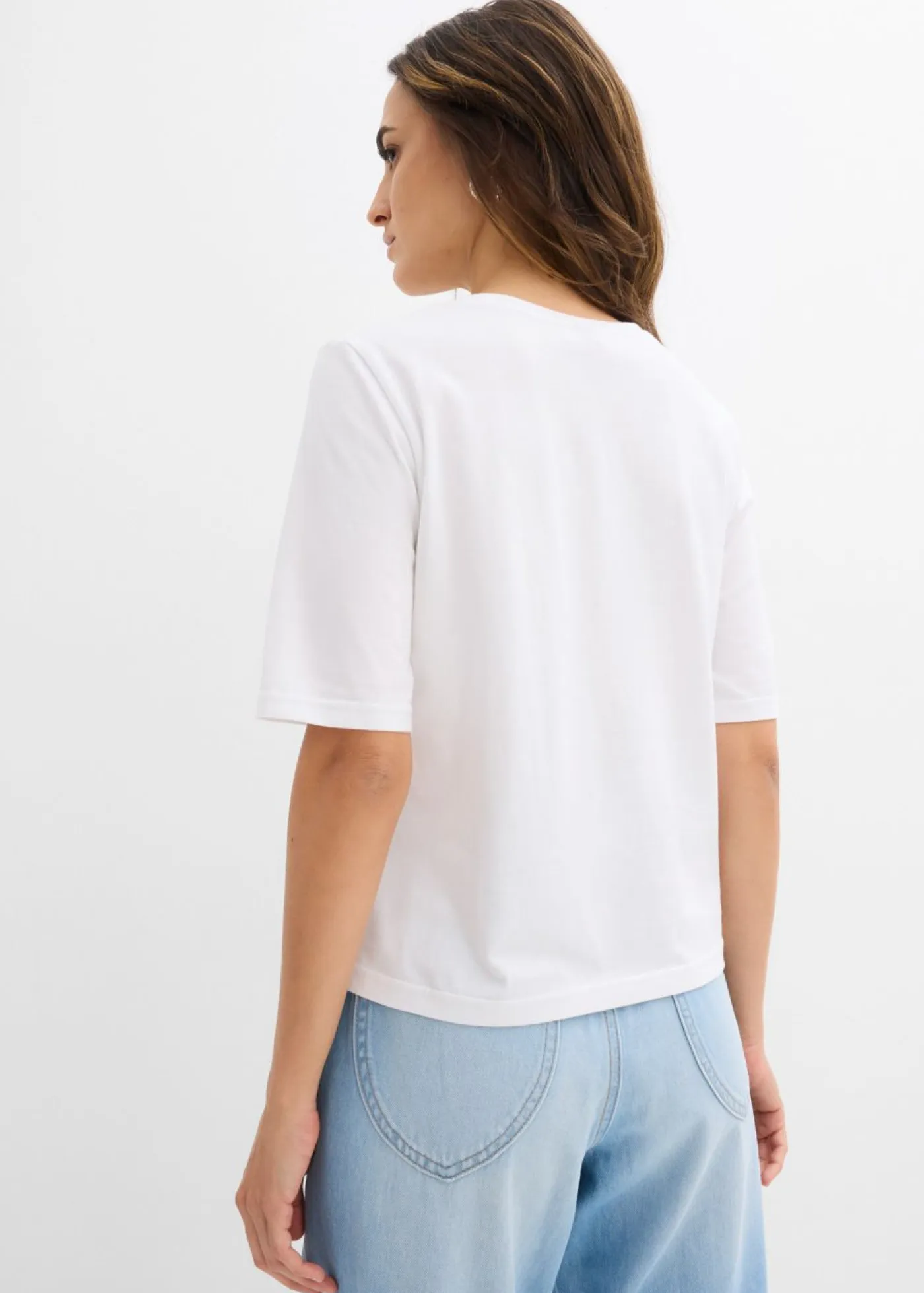 New Camiseta de algodón orgánico puro con bordado Mujer Camisetas