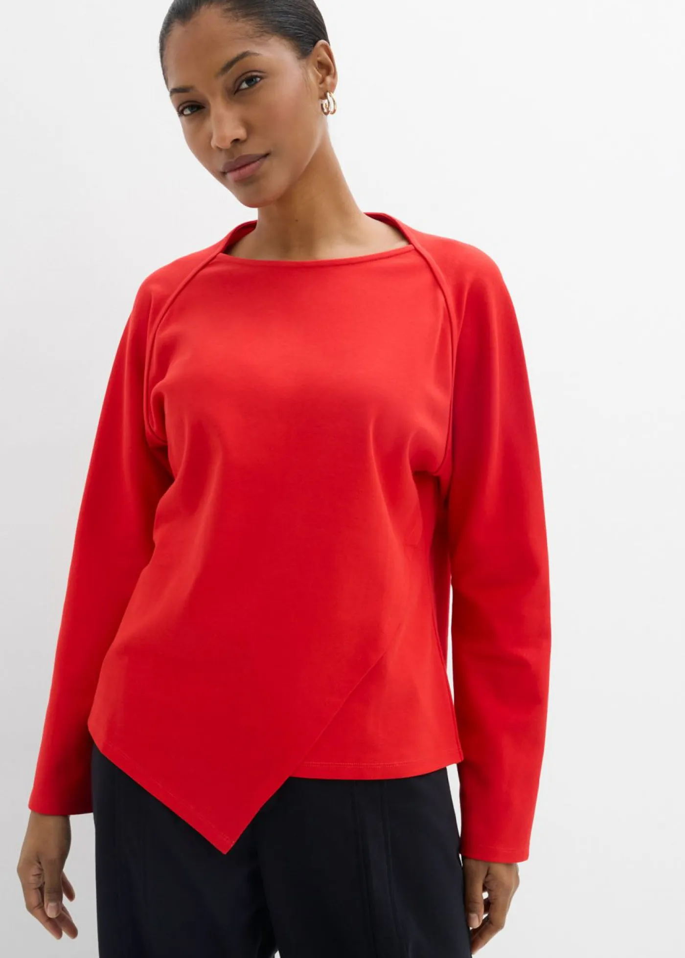 Camiseta de algodón orgánico puro con manga larga Mujer Esenciales|Camisetas