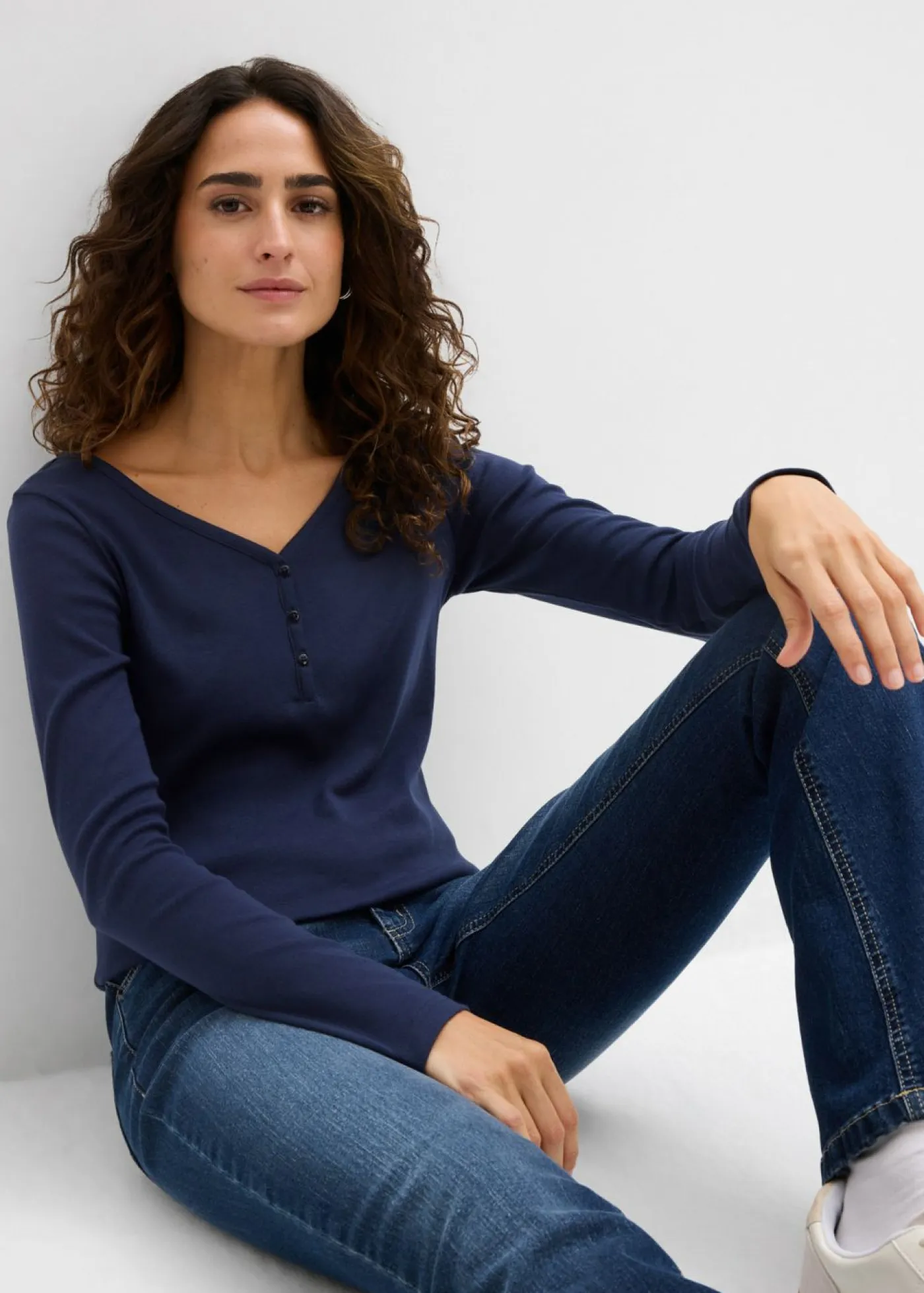 Sale Camiseta de algodón orgánico puro con manga larga Mujer Básicos|Camisetas