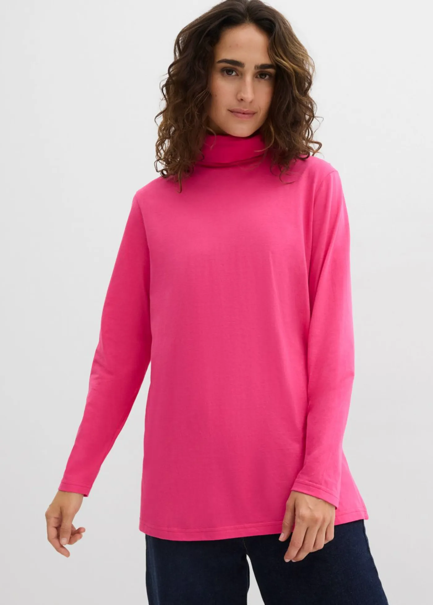 Clearance Camiseta de algodón orgánico puro con cuello alto Mujer Básicos|Camisetas