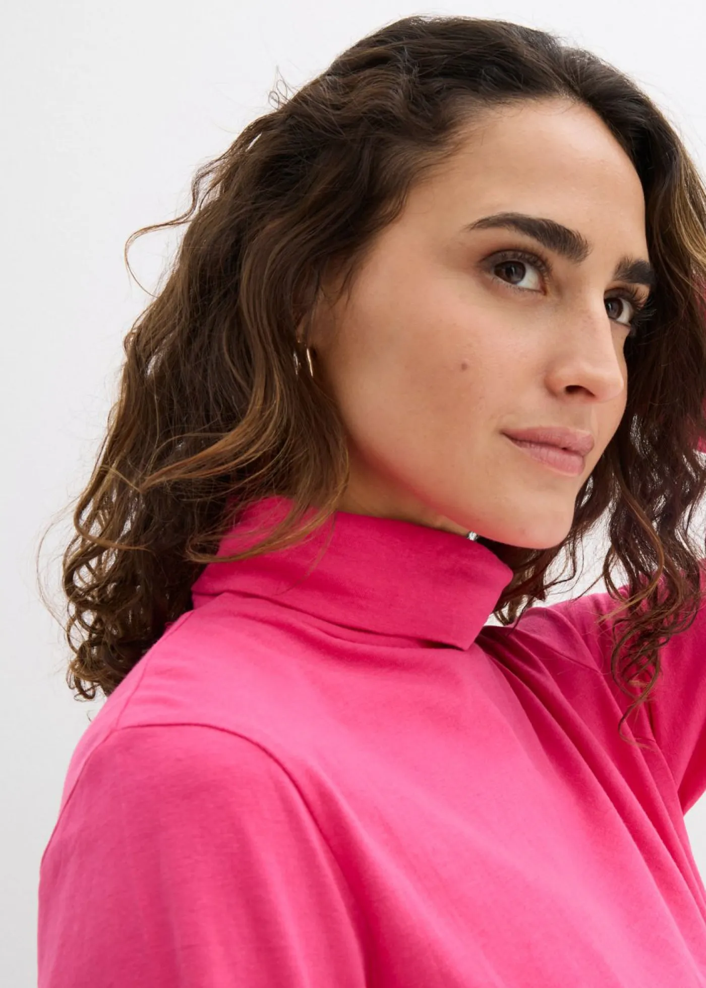 Clearance Camiseta de algodón orgánico puro con cuello alto Mujer Básicos|Camisetas