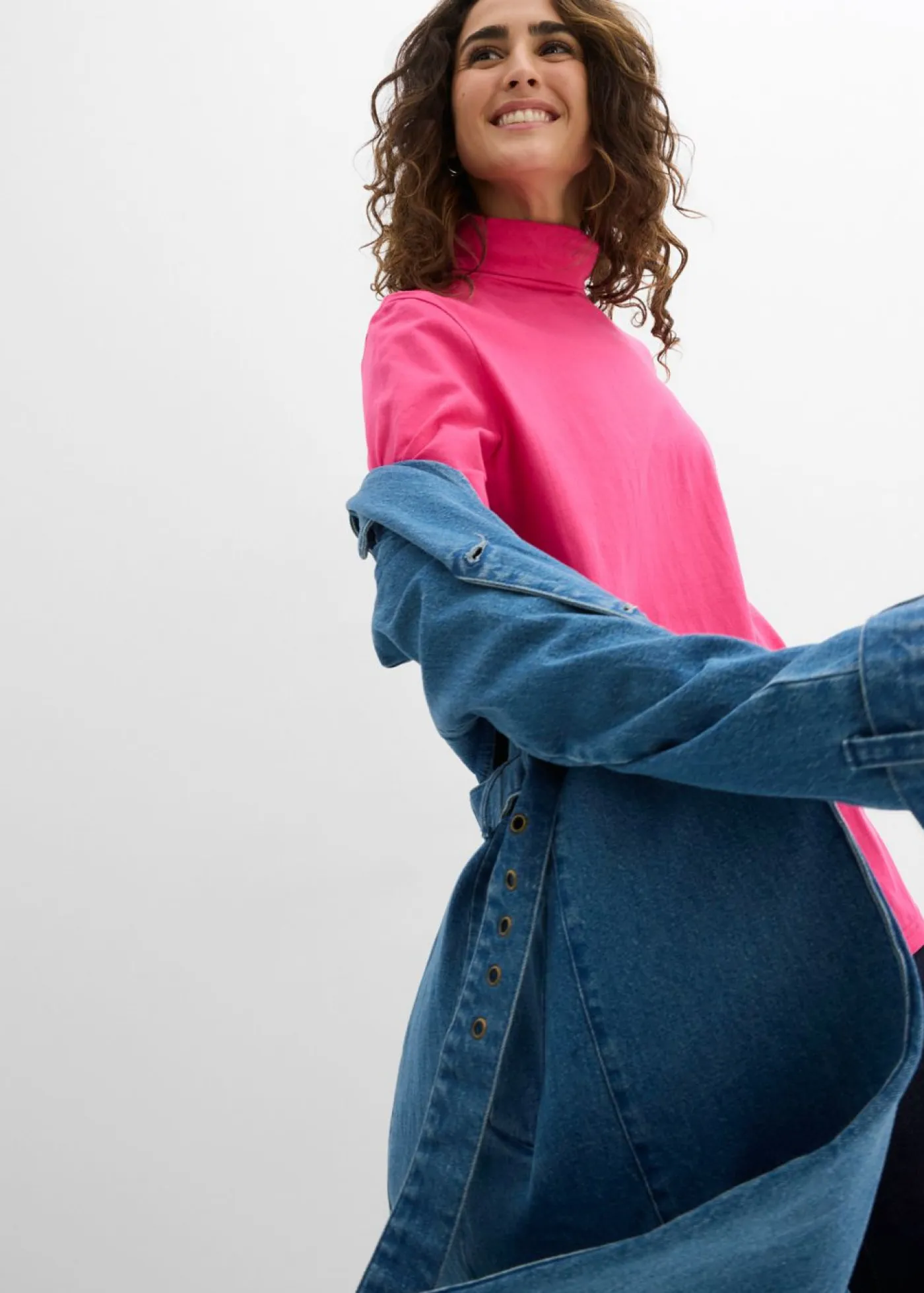 Clearance Camiseta de algodón orgánico puro con cuello alto Mujer Básicos|Camisetas