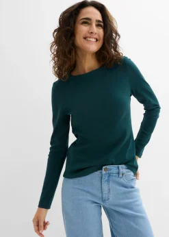Best Camiseta de algodón orgánico puro con manga larga Mujer Básicos|Camisetas