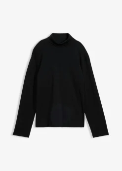 Camiseta de algodón orgánico puro con cuello alto Mujer Esenciales|Camisetas