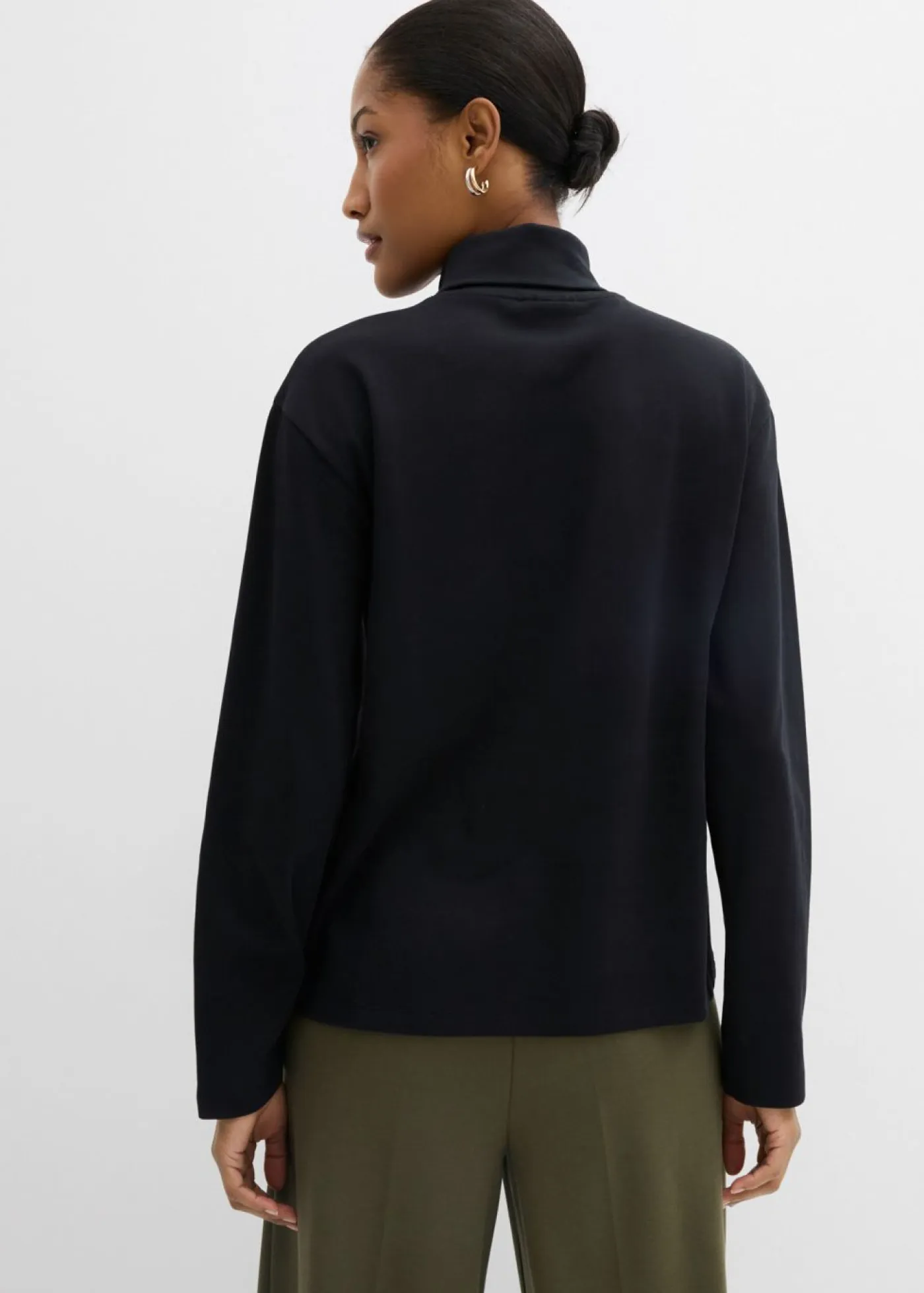 Camiseta de algodón orgánico puro con cuello alto Mujer Esenciales|Camisetas