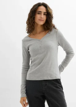 Clearance Camiseta de algodón orgánico puro con manga larga Mujer Básicos|Camisetas