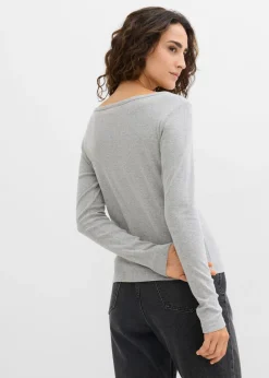 Clearance Camiseta de algodón orgánico puro con manga larga Mujer Básicos|Camisetas
