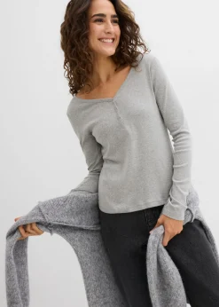 Clearance Camiseta de algodón orgánico puro con manga larga Mujer Básicos|Camisetas