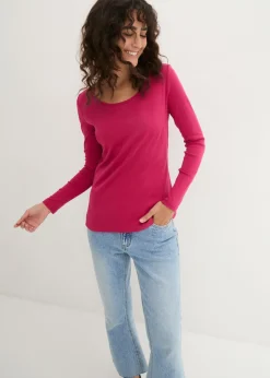 Best Camiseta de algodón orgánico puro con manga larga Mujer Básicos|Camisetas