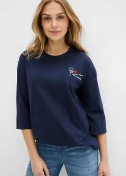 Camiseta de algodón puro con corte boxy Mujer Camisetas