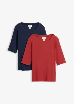 Sale Camiseta de canalé con algodón orgánico (2 unidades) Mujer Básicos|Camisetas