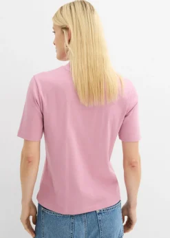 New Camiseta de canalé de algodón puro Mujer Básicos|Camisetas