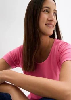 Best Camiseta de canalé de algodón orgánico puro (2 unidades) Mujer Básicos|Camisetas