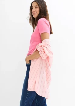 Best Camiseta de canalé de algodón orgánico puro (2 unidades) Mujer Básicos|Camisetas