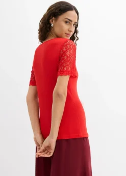 Camiseta de canalé de algodón Mujer Camisetas