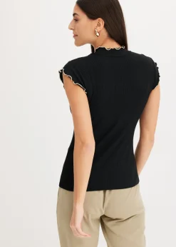 Camiseta de canalé de mezcla de viscosa Mujer Camisetas|Novedades