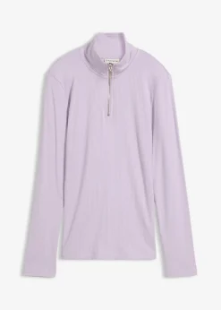 Camiseta de canalé de mezcla de viscosa suave Mujer Camisetas