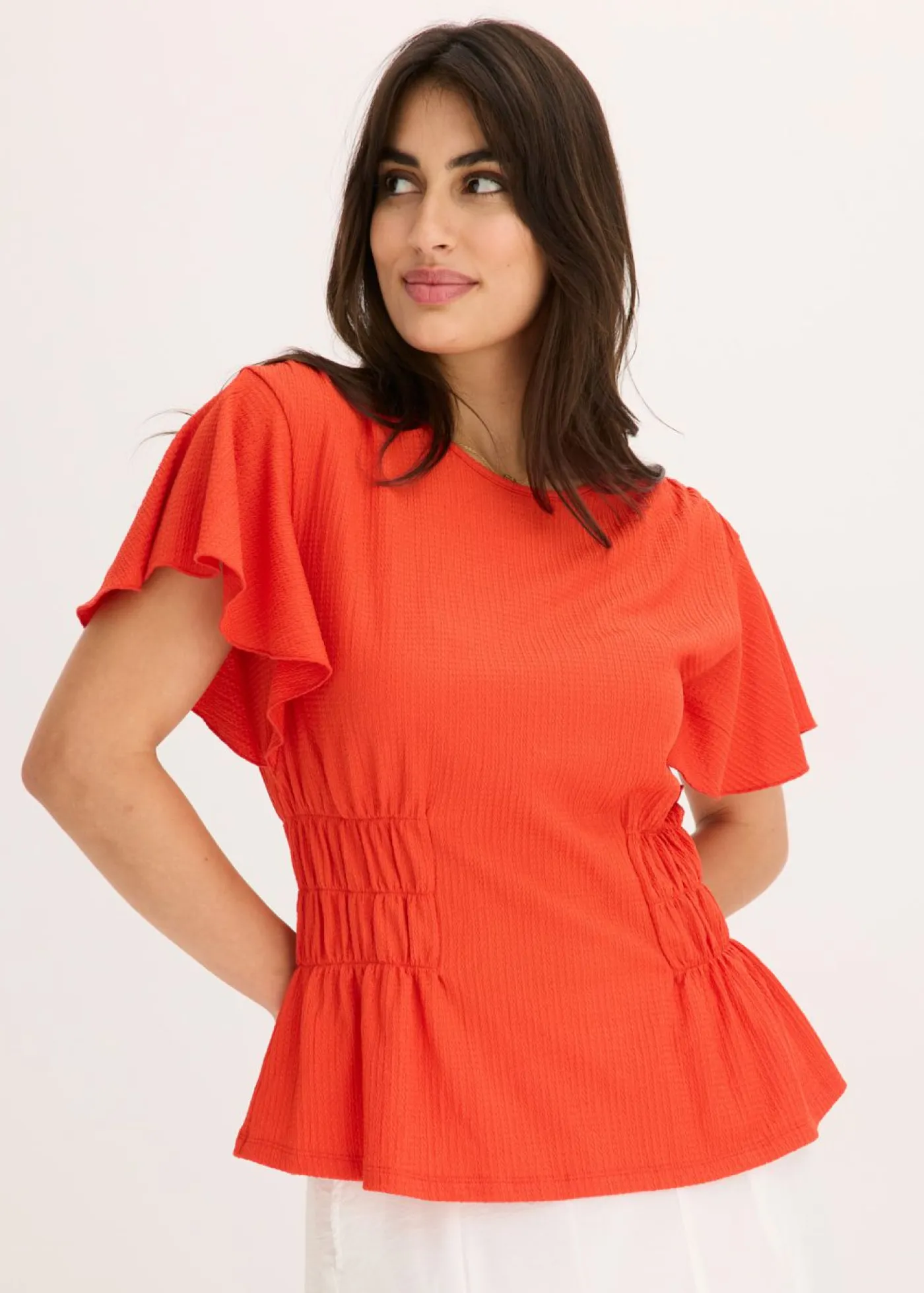 Camiseta de crepé de punto con nido de abeja Mujer Camisetas