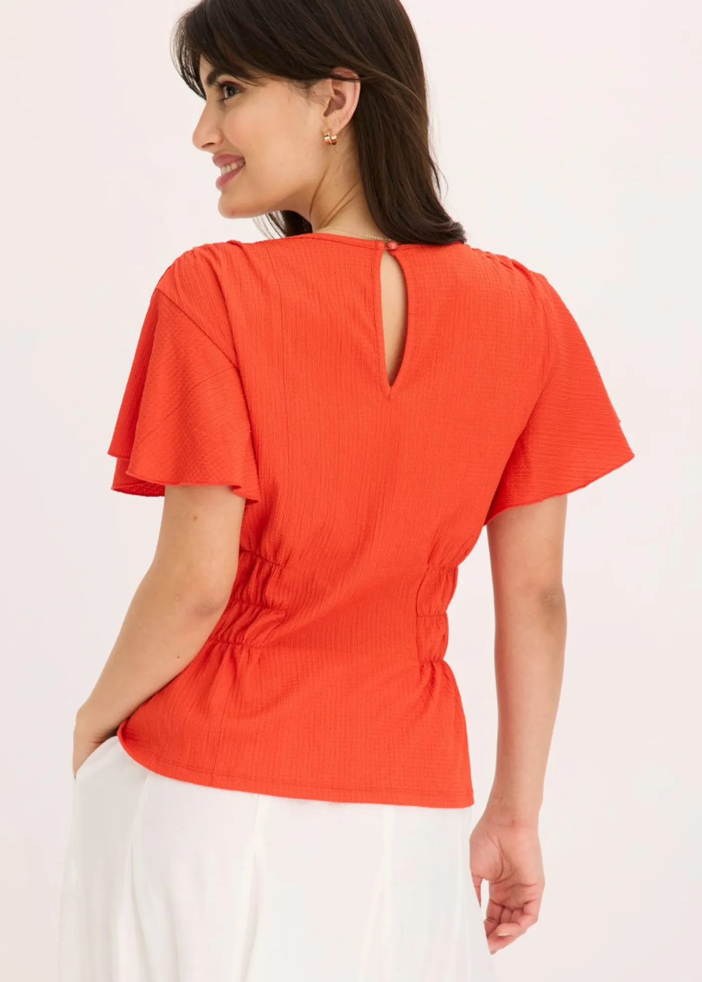 Camiseta de crepé de punto con nido de abeja Mujer Camisetas