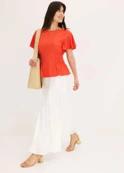 Camiseta de crepé de punto con nido de abeja Mujer Camisetas