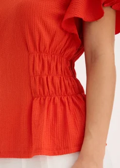 Camiseta de crepé de punto con nido de abeja Mujer Camisetas