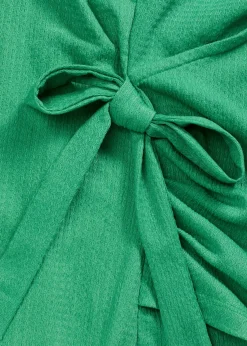 Hot Camiseta de crepé de punto con aspecto cruzado Mujer Camisetas