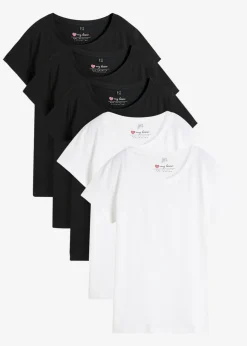Best Camiseta de cuello redondo y manga corta (5 unidades) Mujer Básicos|Camisetas