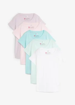 Sale Camiseta de cuello redondo y manga corta (5 unidades) Mujer Básicos|Camisetas