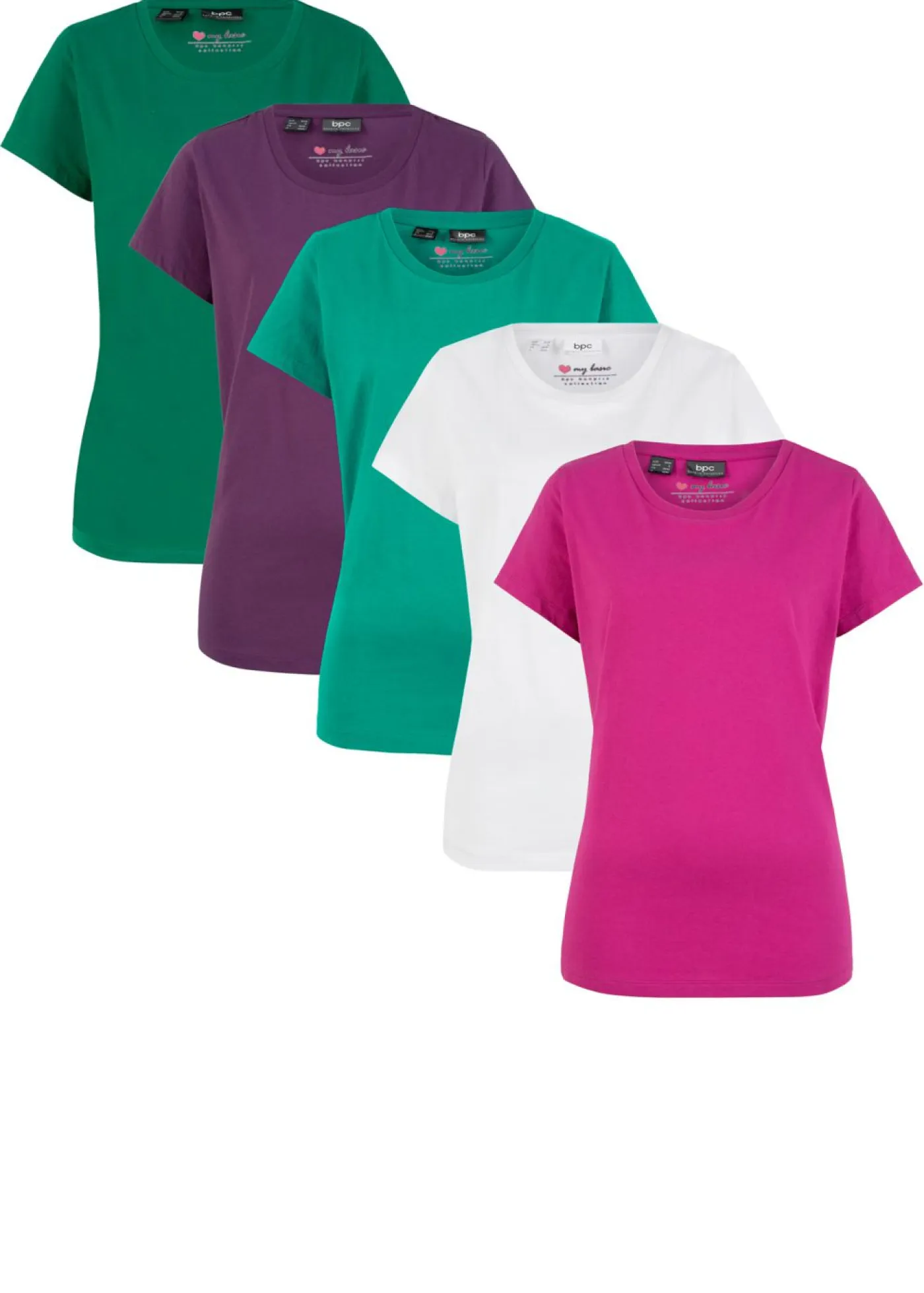 Sale Camiseta de cuello redondo y manga corta (5 unidades) Mujer Básicos|Camisetas