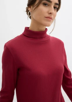 Camiseta de cuello vuelto de algodón orgánico puro Mujer Básicos|Camisetas
