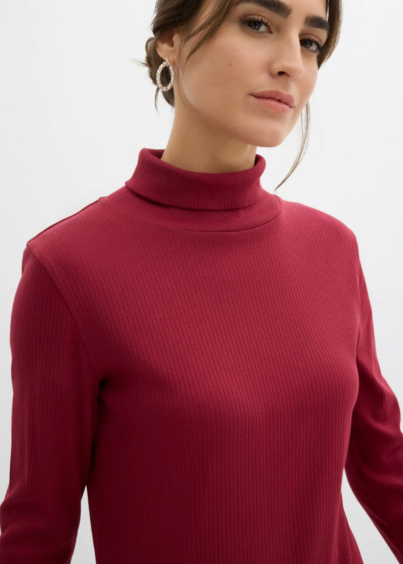 Camiseta de cuello vuelto de algodón orgánico puro Mujer Básicos|Camisetas